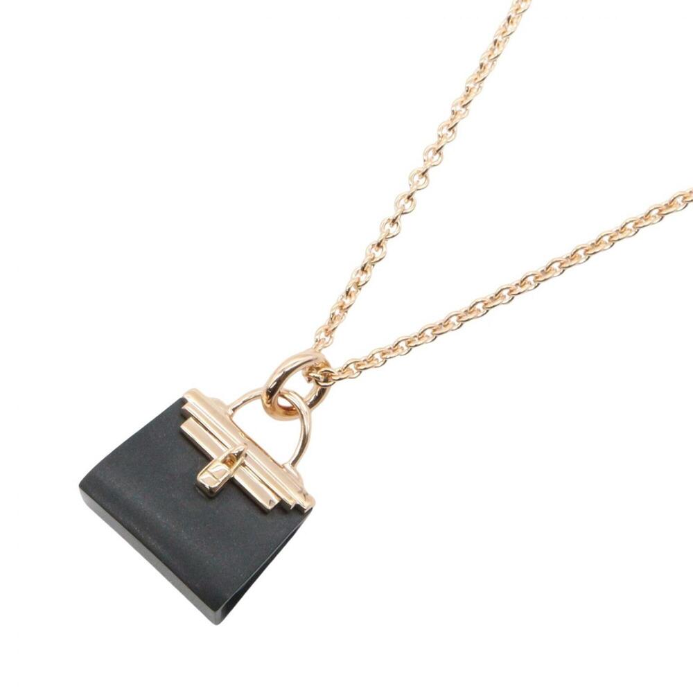 HERMES 18k Gold Jade Necklace
